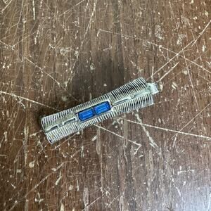 Vintage Silver Tone Blue Rhinestone‎ Art Deco style Men's Tie Clip